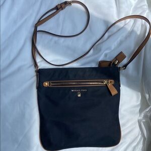 Michael Kors Navy and Brown Women's Nylon Crossbody Bag